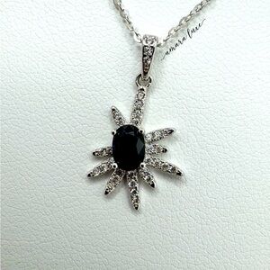 Blue Sapphire Starburst Necklace